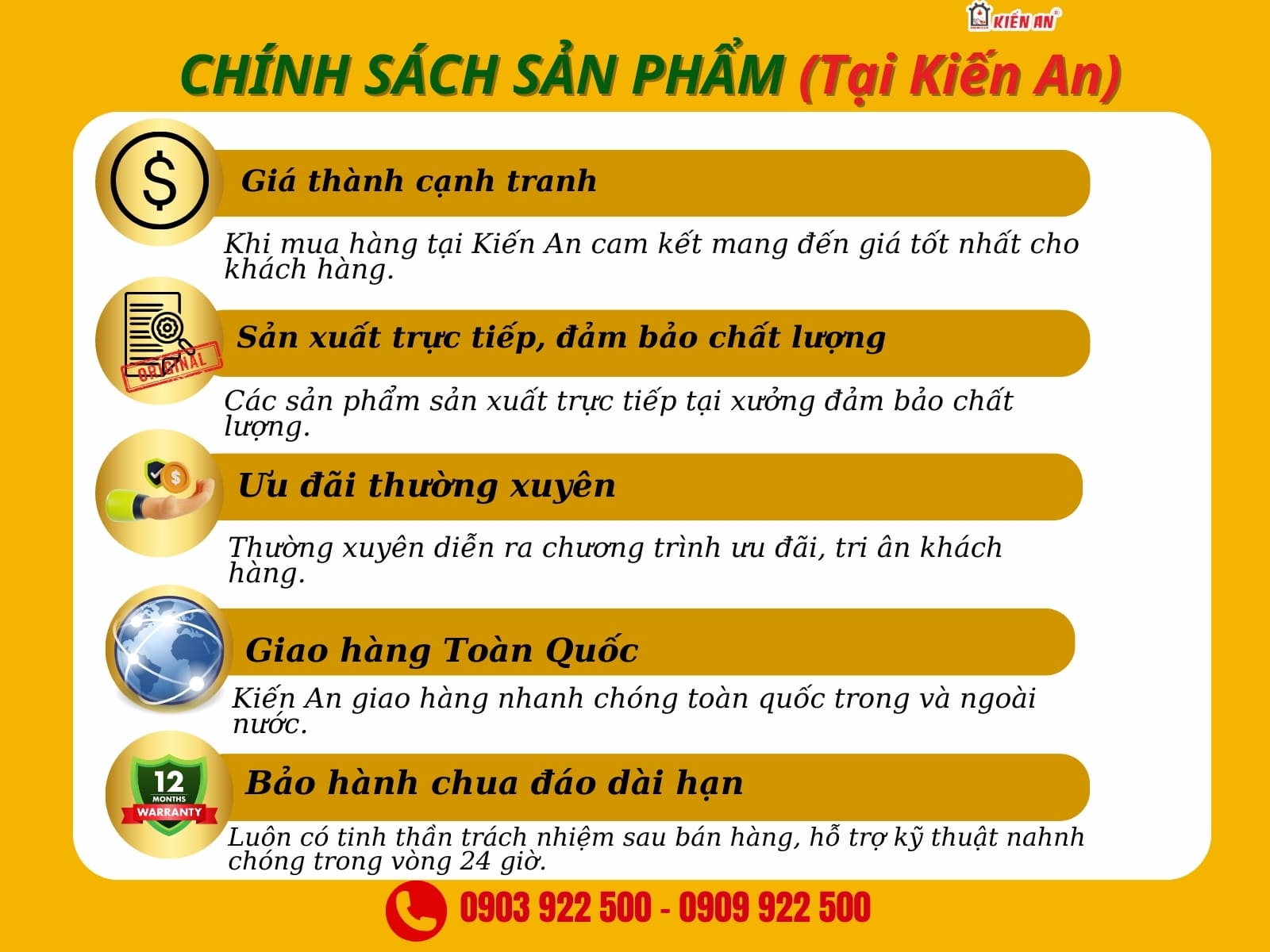 Chính sách sản phẩm của Kiến An